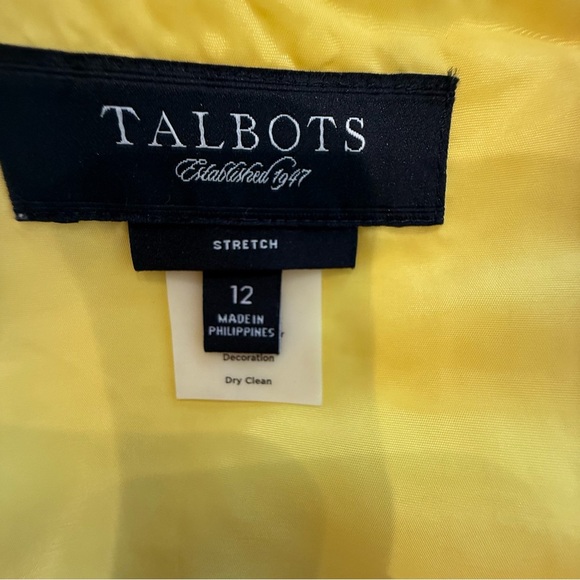 Talbots‎ 2-Piece Set Cotton Stretch Yellow Dot Jacquard Blazer & Skirt Sz 12 EUC - Picture 13 of 15